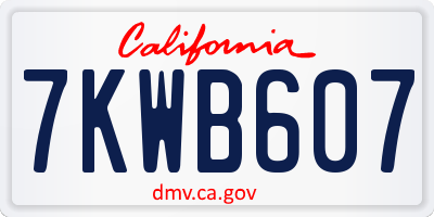 CA license plate 7KWB607