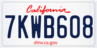 CA license plate 7KWB608