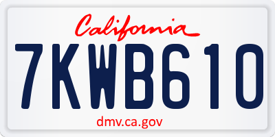 CA license plate 7KWB610