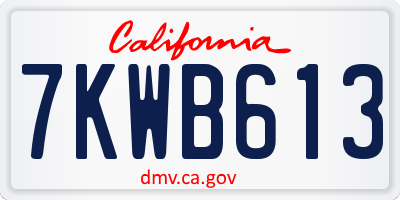 CA license plate 7KWB613