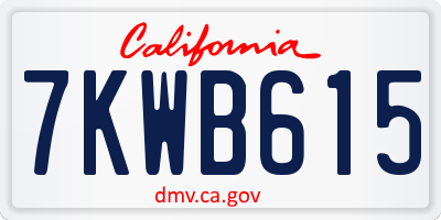 CA license plate 7KWB615