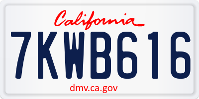 CA license plate 7KWB616