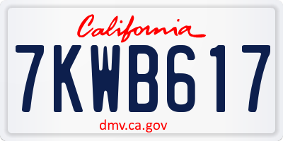 CA license plate 7KWB617