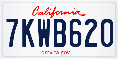 CA license plate 7KWB620