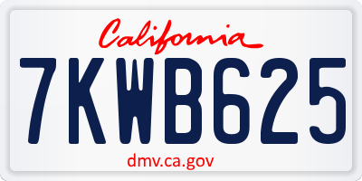 CA license plate 7KWB625