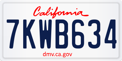 CA license plate 7KWB634