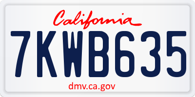 CA license plate 7KWB635