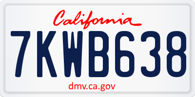 CA license plate 7KWB638