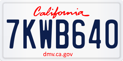 CA license plate 7KWB640