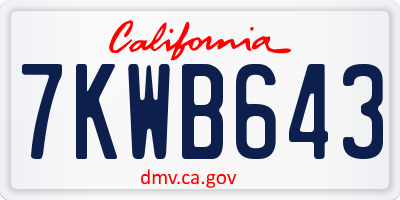 CA license plate 7KWB643
