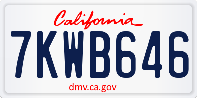 CA license plate 7KWB646