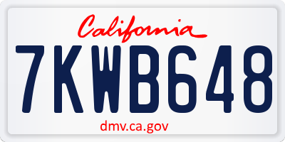 CA license plate 7KWB648