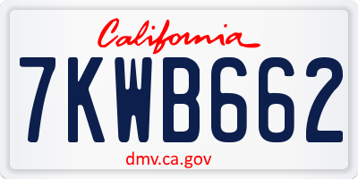 CA license plate 7KWB662