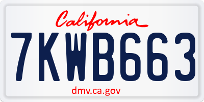 CA license plate 7KWB663