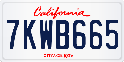 CA license plate 7KWB665