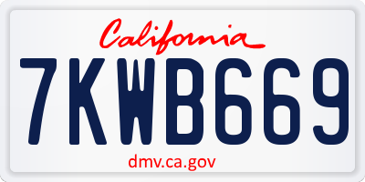 CA license plate 7KWB669