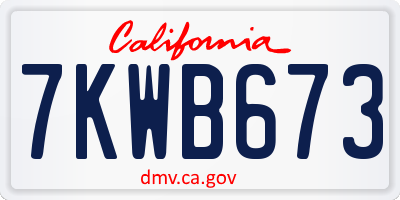 CA license plate 7KWB673