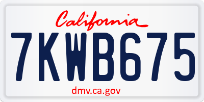 CA license plate 7KWB675