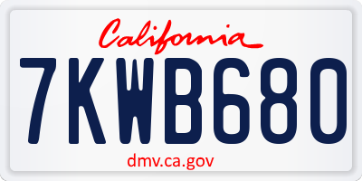 CA license plate 7KWB680