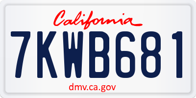 CA license plate 7KWB681