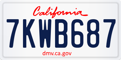 CA license plate 7KWB687