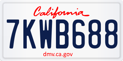 CA license plate 7KWB688