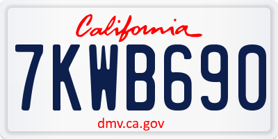 CA license plate 7KWB690