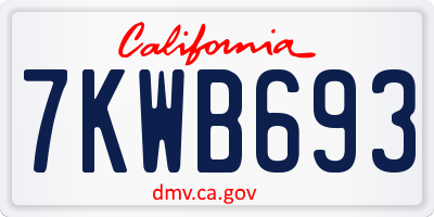 CA license plate 7KWB693