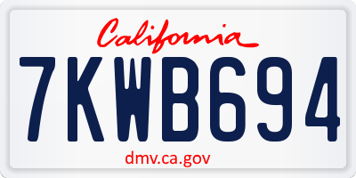 CA license plate 7KWB694