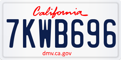 CA license plate 7KWB696