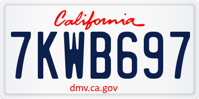 CA license plate 7KWB697