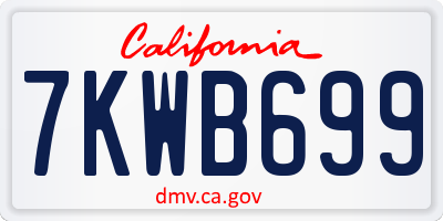 CA license plate 7KWB699