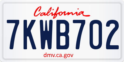 CA license plate 7KWB702