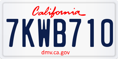 CA license plate 7KWB710