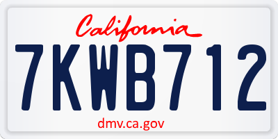 CA license plate 7KWB712