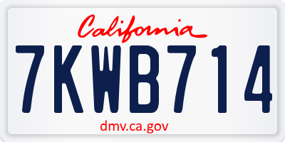 CA license plate 7KWB714