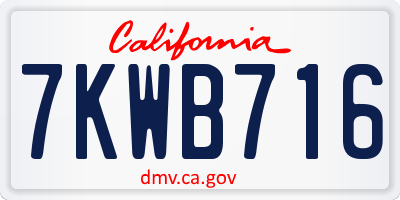 CA license plate 7KWB716