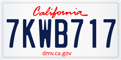 CA license plate 7KWB717