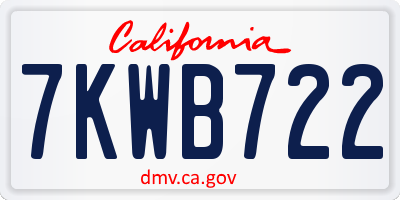 CA license plate 7KWB722