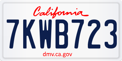 CA license plate 7KWB723