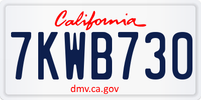 CA license plate 7KWB730