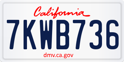 CA license plate 7KWB736