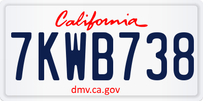 CA license plate 7KWB738