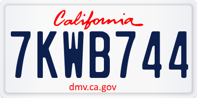 CA license plate 7KWB744