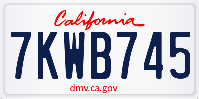 CA license plate 7KWB745