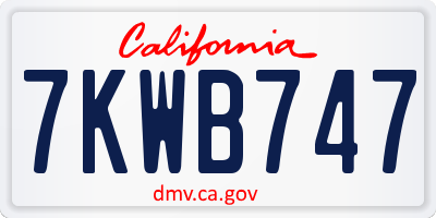 CA license plate 7KWB747