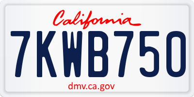 CA license plate 7KWB750