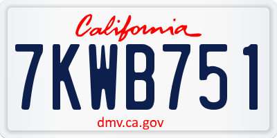 CA license plate 7KWB751