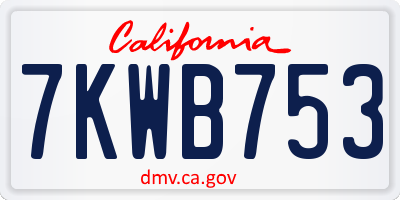 CA license plate 7KWB753