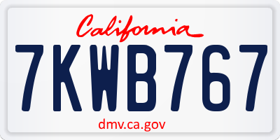CA license plate 7KWB767